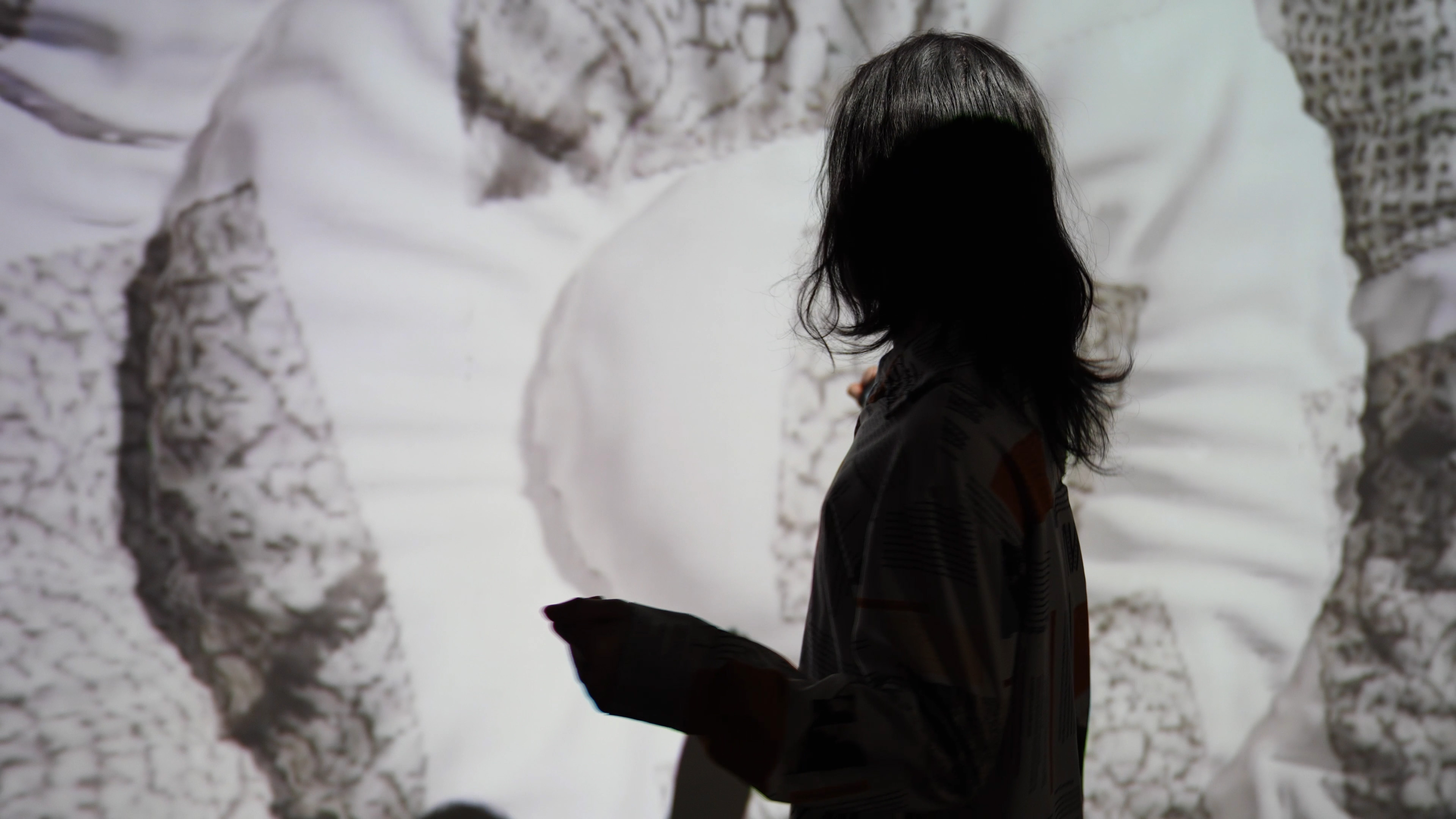Experiential E-Textile Art Installation Reflects Image in Cloth.