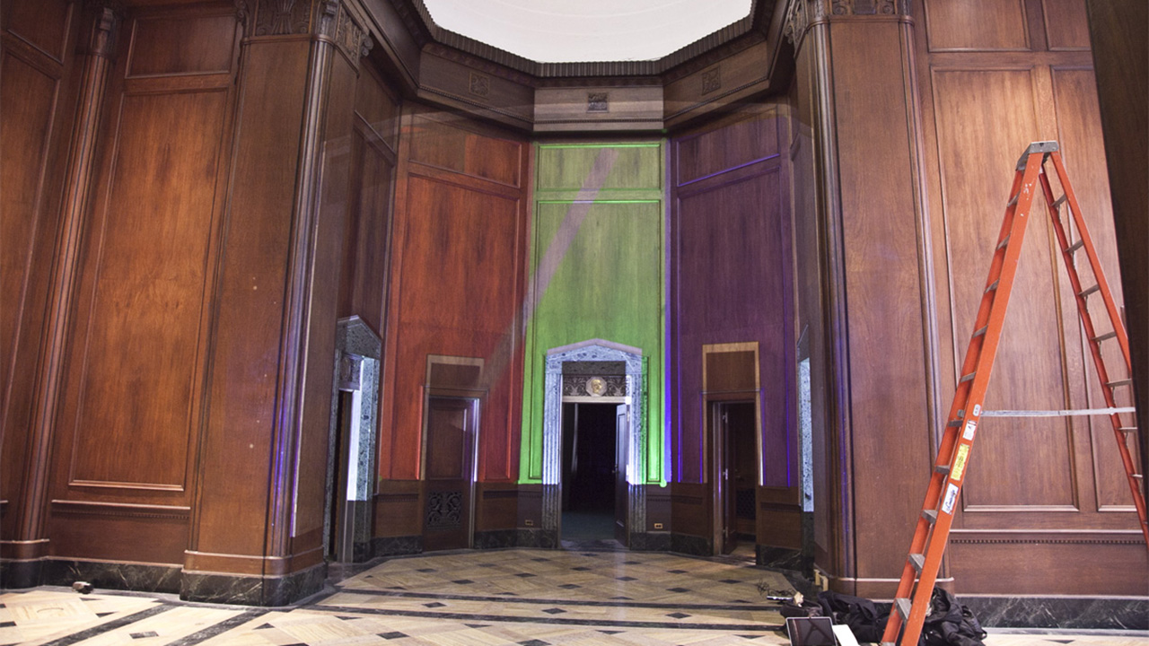 3D projection mapping test at the party location