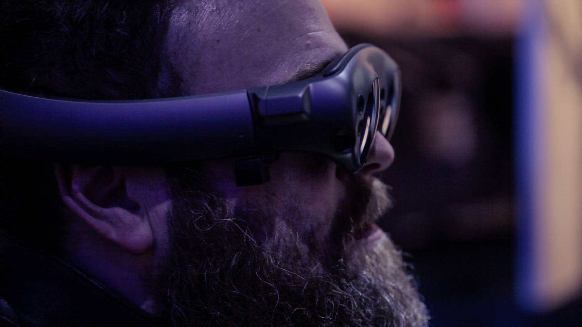 man wears VR headset