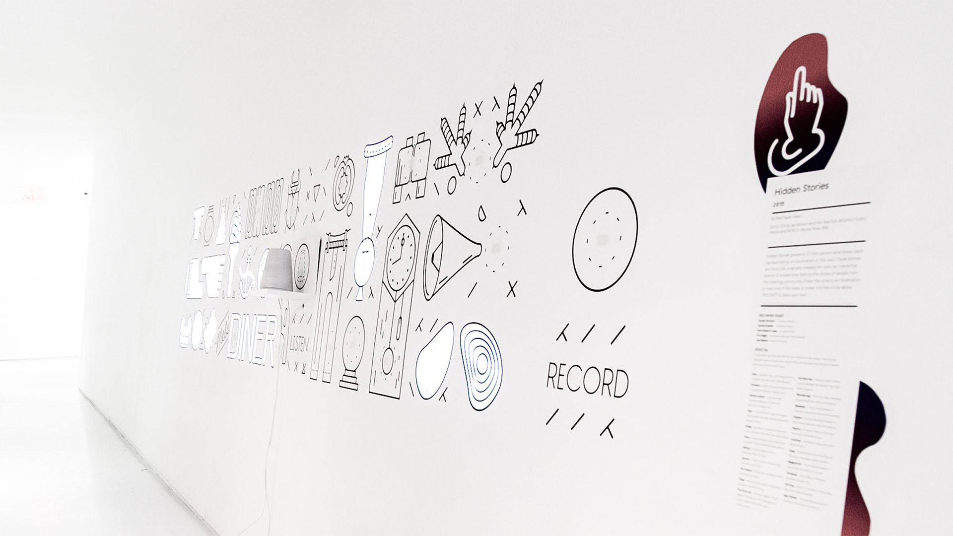 Hidden Stories - every graphic shape in the wallpaper links to a different personal story